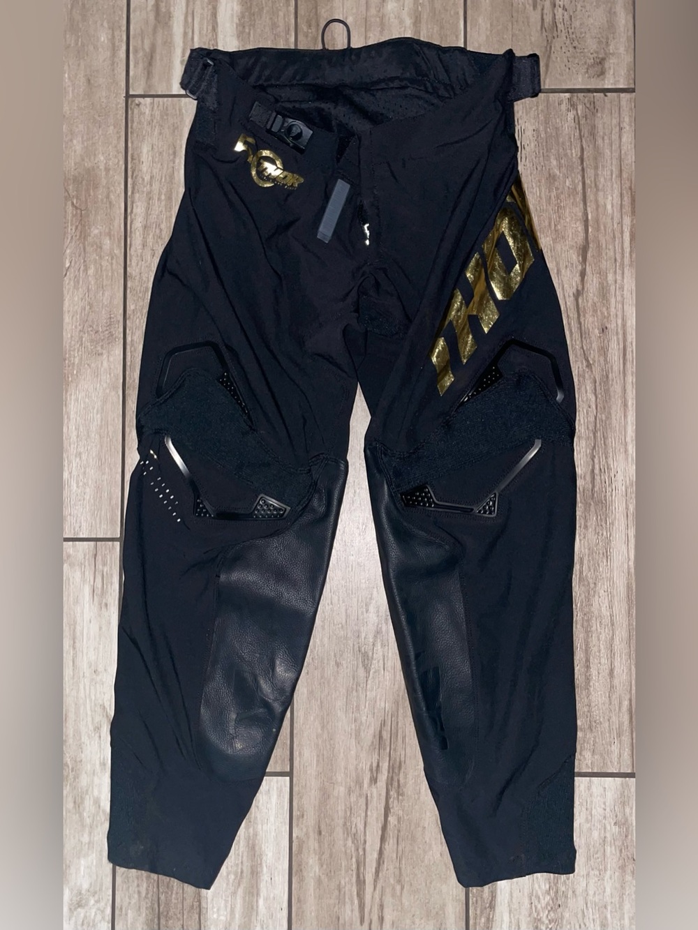 thor Black riding gear, pants with Gold Logo Accents, Size 34
